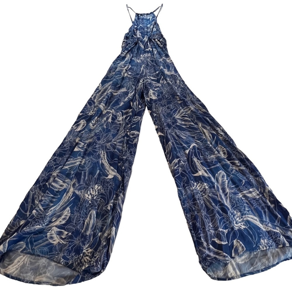 NWT Maaji Floral Print Cover Up Jumpsuit Blue M Beacheear Swim Coastal Printed - Picture 2 of 16